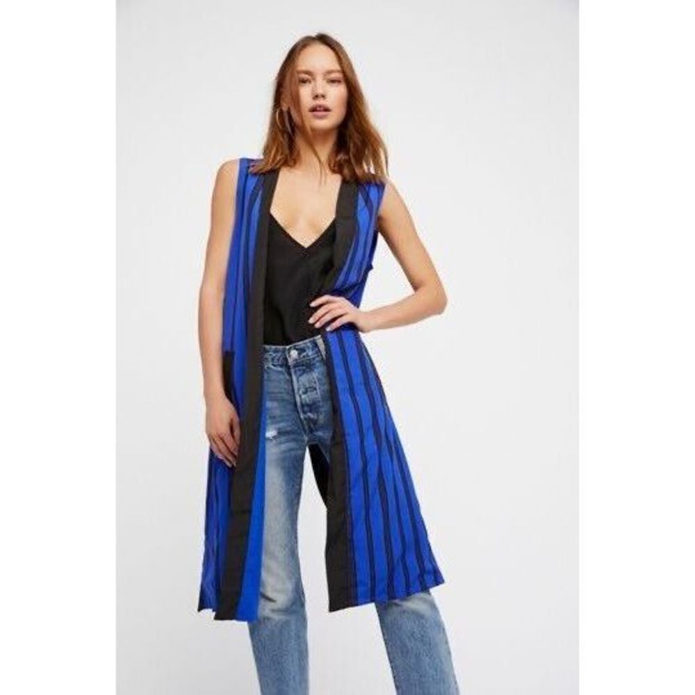 Free People Between The Lines Pinstripe Vest One Size. B11